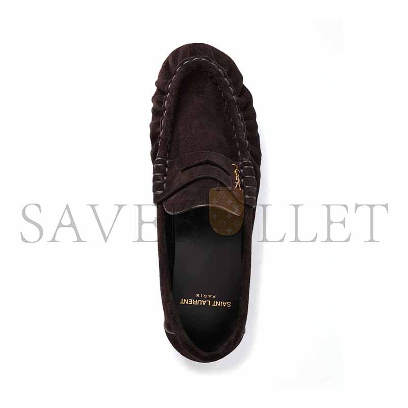 YSL LE LOAFER LOGO-EMBELLISHED SUEDE LOAFERS 7668762W5AA6023
